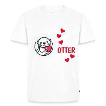 Otter Half Love Gift - Men's Premium Organic T-Shirt - white - Front - Nico (187cm)