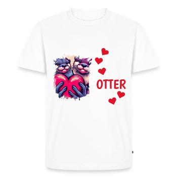 Otter Half Love Gift - Men's Premium Organic T-Shirt - white - Front - Nico (187cm)