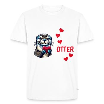 Otter Half Love Gift - Men's Premium Organic T-Shirt - white - Front - Nico (187cm)