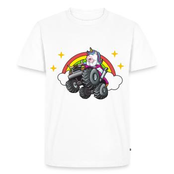 Monster Truck Unicorn Rainbow Clouds I Gift - Men's Premium Organic T-Shirt - white - Front - Nico (187cm)