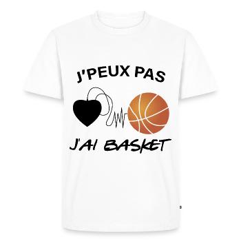 Je peux pas j'ai basket hommes ou femmes basket - T-shirt Premium bio Homme - blanc - Devant - Nico (187cm)