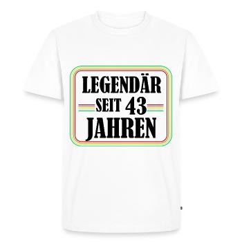 Légendaire depuis 43 ans, 43 ans, enfin 43 - T-shirt Premium bio Homme - blanc - Devant - Nico (187cm)