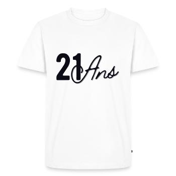 21 Ans - T-shirt Premium bio Homme - blanc - Devant - Nico (187cm)