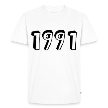 Année de naissance 1991 Anniversaire - T-shirt Premium bio Homme - blanc - Devant - Nico (187cm)