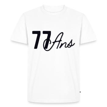 77 Ans - T-shirt Premium bio Homme - blanc - Devant - Nico (187cm)