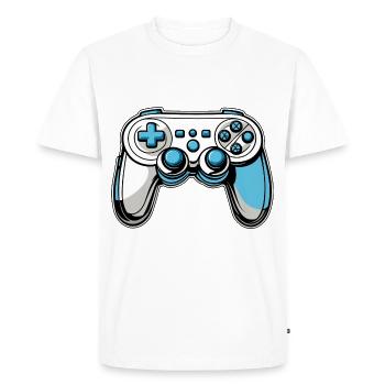 Controller Blue Illustration - Men's Premium Organic T-Shirt - white - Front - Nico (187cm)