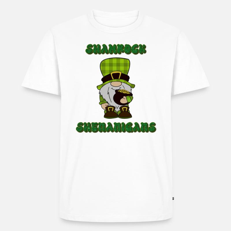 Kleeblatt Shenanigans Gnom - Männer Premium Bio T-Shirt - Weiß