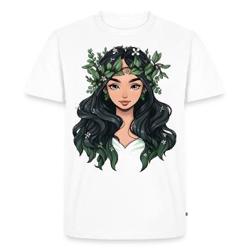Portrait d’une jeune femme dans le style cartoon - T-shirt Premium bio Homme - blanc - Devant - Nico (187cm)