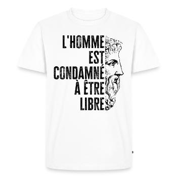 LIBRE - T-shirt Premium bio Homme - blanc - Devant - Nico (187cm)