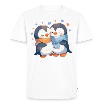 Pingouin Coeur Amour Mignon Câlin Pingouin Amour - T-shirt Premium bio Homme - blanc - Devant - Nico (187cm)