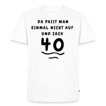 Anniversaire 40 Zag Dire Idée Cadeau Cadeau - T-shirt Premium bio Homme - blanc - Devant - Nico (187cm)