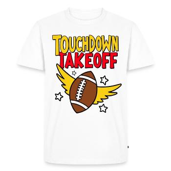 Touchdown Takeoff – Football with Wings - Men's Premium Organic T-Shirt - white - Front - Nico (187cm)