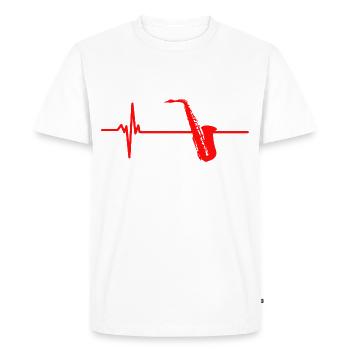 Saxophone Heartbeat Instrument Musical - T-shirt Premium bio Homme - blanc - Devant - Nico (187cm)