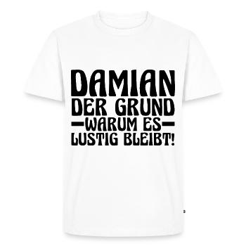 Prénom Damian - T-shirt Premium bio Homme - blanc - Devant - Nico (187cm)