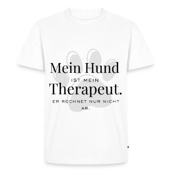 Mon chien – mon thérapeute à quatre pattes - T-shirt Premium bio Homme - blanc - Devant - Nico (187cm)