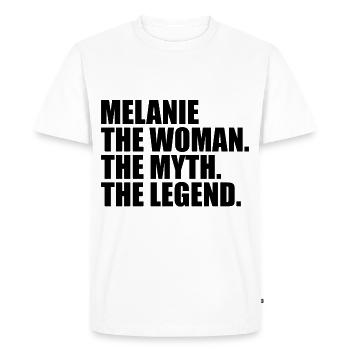 Woman Myth Legend Name Melanie - Men's Premium Organic T-Shirt - white - Front - Nico (187cm)