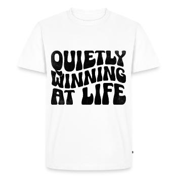 Gagner tranquillement à la vie Dictons pour les introvertis - T-shirt Premium bio Homme - blanc - Devant - Nico (187cm)