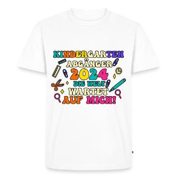 1 Grade School Child Back to School Kindergarten Kita E - Men's Premium Organic T-Shirt - white - Front - Nico (187cm)