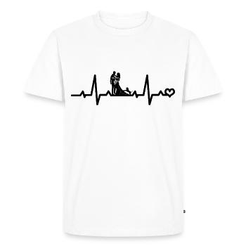 La mariée et le marié avec le rythme cardiaque du chien se marient - T-shirt Premium bio Homme - blanc - Devant - Nico (187cm)