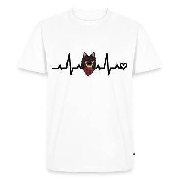 Chihuahua Chien Heartbeat Line ECG Ligne de cœur Amour - T-shirt Premium bio Homme - blanc - Devant - Nico (187cm)