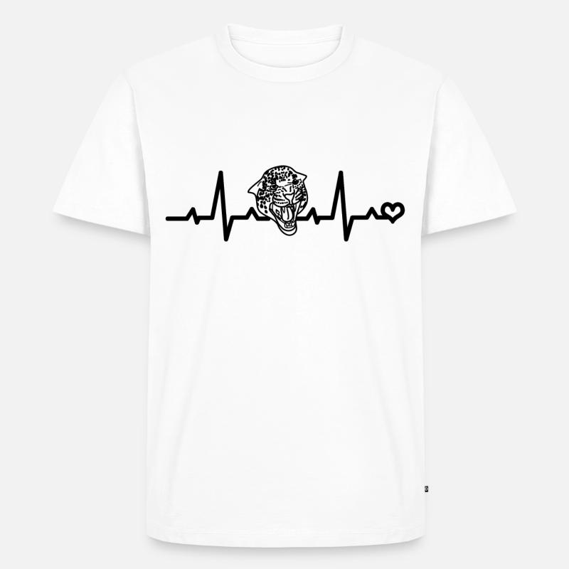 Jaguar Herzfrequenz - Männer Premium Bio T-Shirt - Weiß
