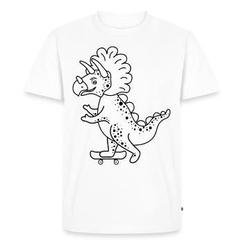 Dinosaur Cartoon Triceratops skating. - Men's Premium Organic T-Shirt - white - Front - Nico (187cm)