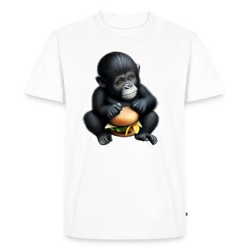 Gorilla aime les cheeseburgers - T-shirt Premium bio Homme - blanc - Devant - Nico (187cm)