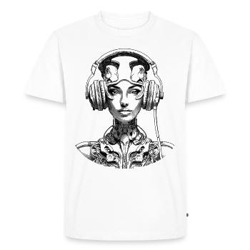 Chemise portrait cyborg de science-fiction cool pour les fans de musique - T-shirt Premium bio Homme - blanc - Devant - Nico (187cm)