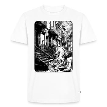 Image de bande dessinée de New York : un design distinctif pour les motards - T-shirt Premium bio Homme - blanc - Devant - Nico (187cm)