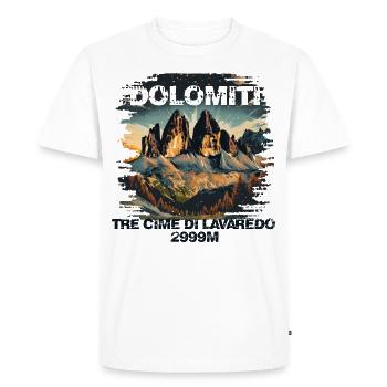 Tre Cime Lavaredo Dolomiti Three Peaks Dolomites - Men's Premium Organic T-Shirt - white - Front - Nico (187cm)
