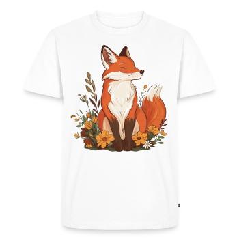 Fox with flowers - Men's Premium Organic T-Shirt - white - Front - Nico (187cm)