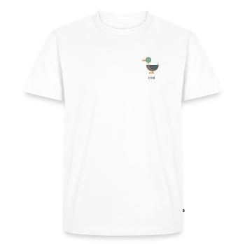 Vintage duck with text - Men's Premium Organic T-Shirt - white - Front - Nico (187cm)