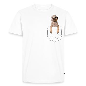 Erdmännchen Meerkat Brusttasche Pocket Bestseller - Men's Premium Organic T-Shirt - white - Front - Nico (187cm)