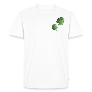 Monsetra branche avec deux feuilles - T-shirt Premium bio Homme - blanc - Devant - Nico (187cm)