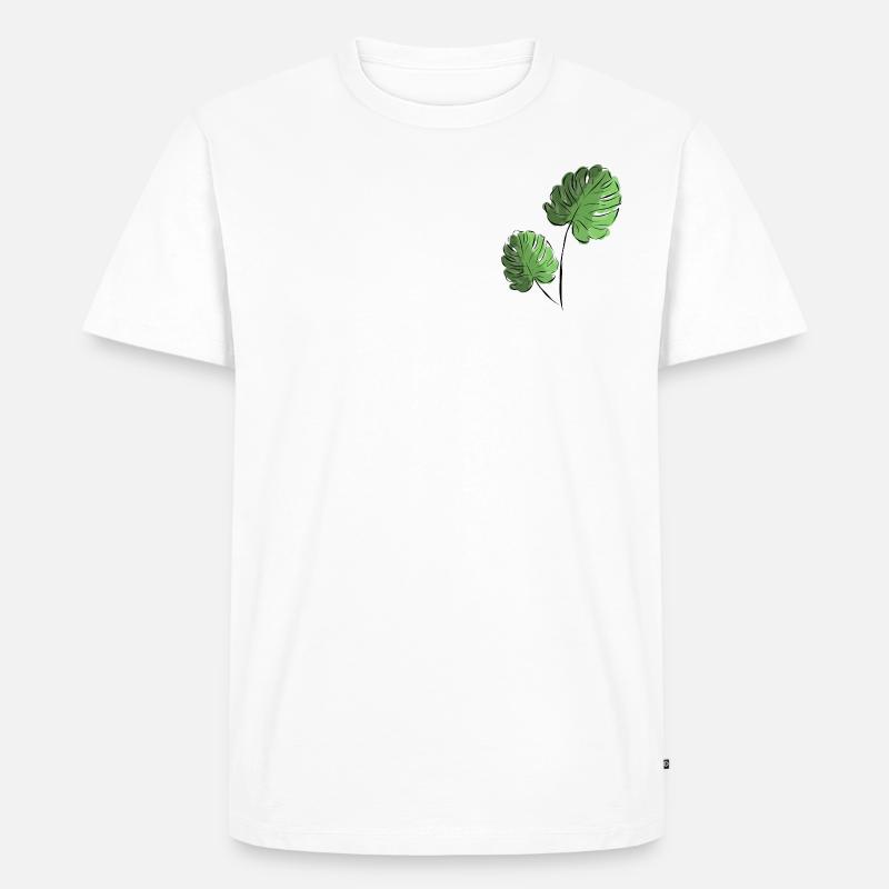 Monsetra Ableger mit zwei Blättern - Männer Premium Bio T-Shirt - Weiß