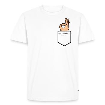 Poche ok main - T-shirt Premium bio Homme - blanc - Devant - Nico (187cm)