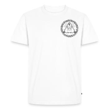 Univers Spirituel Tatouage Mains Lune Étoiles - T-shirt Premium bio Homme - blanc - Devant - Nico (187cm)