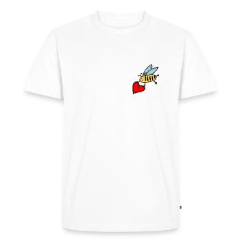 Abeille douce au grand cœur - T-shirt Premium bio Homme - blanc - Devant - Nico (187cm)