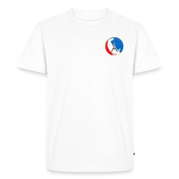 Écusson France – Fierté Tricolore 2 - T-shirt Premium bio Homme - blanc - Devant - Nico (187cm)