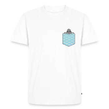 Breast pocket Hippo Hippo Hippopotamus Gift - Men's Premium Organic T-Shirt - white - Front - Nico (187cm)