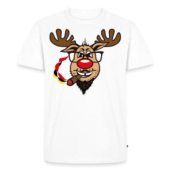Hirsch Rudolph Bart Zigare Brille Humor Hipster Sh - T-shirt Premium bio Homme - blanc - Devant - Nico (187cm)