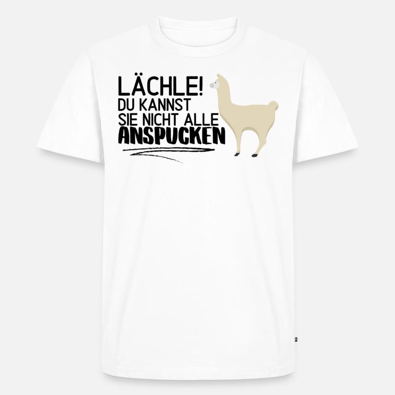 LÄCHLE - Lama - Männer Premium Bio T-Shirt - Weiß