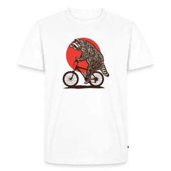 Racoon MTB - Men's Premium Organic T-Shirt - white - Front - Nico (187cm)