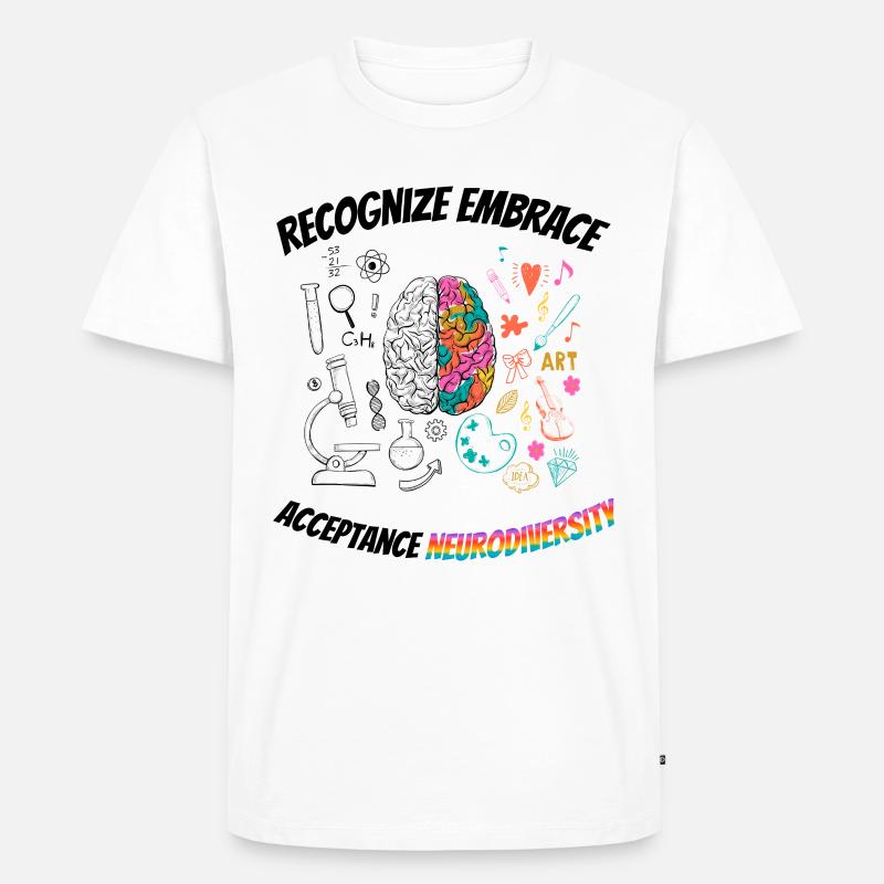 recognize embrace acceptance Neurodiversity - Männer Premium Bio T-Shirt - Weiß