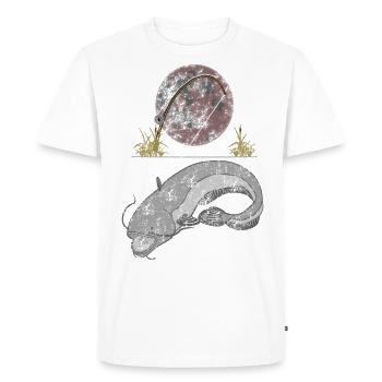 Waller - Pêche au poisson-chat à la pleine lune - T-shirt Premium bio Homme - blanc - Devant - Nico (187cm)