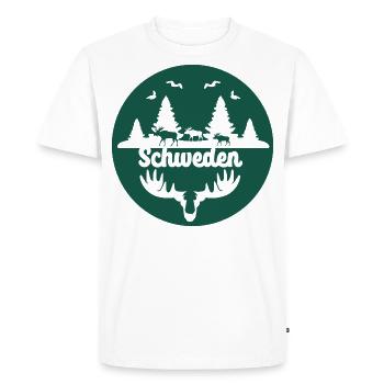 cercle, vert, ligne d’horizon, silhouette, suède, nature - T-shirt Premium bio Homme - blanc - Devant - Nico (187cm)