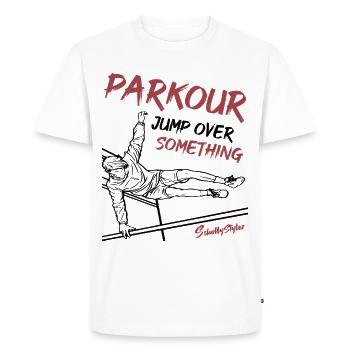 Parkour Parkour Runner - Jump over something! - Men's Premium Organic T-Shirt - white - Front - Nico (187cm)