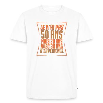 50 ans, anniversaire 50 ans - T-shirt Premium bio Homme - blanc - Devant - Nico (187cm)