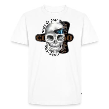 crane papillon bleu controverse - T-shirt Premium bio Homme - blanc - Devant - Nico (187cm)