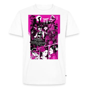 Geisha rose - T-shirt Premium bio Homme - blanc - Devant - Nico (187cm)